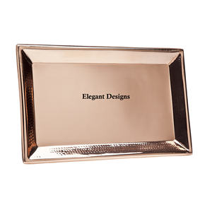 Plateau de service Rectangle couleur cuivre de haute qualité fait à la main classique élégant concepteur plat fantaisie plateau disponibilité en gros - Product Image 1