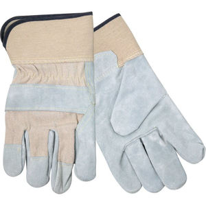 Gants de travail sur mesure en cuir de vache fendu avec tissu en coton anti-coupure et protection des mains et des bras contre les chocs vente en gros - Product Image 5