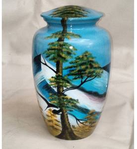 Urna funeraria para almacenamiento de recuerdos, de estilo americano urnas de metal y aluminio, suministros funerarios de forma redonda multicolor - Product Image 2