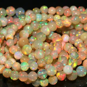 Grânulos de opala etíope em forma de bola, contas bonitas de opala multi-feira, tamanho 5x7.50mm, qualidade superior aproximada