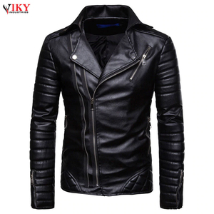 Moda Casual cuero sólido cremallera chaqueta precio al por mayor hombres usan chaqueta de cuero de moda - Product Image 5