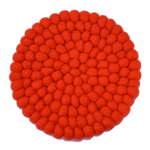 Sous-verre en feutre de laine 100% fait à la main 15 cm Orange foncé Durable protégé contre la chaleur Table de cuisine directement au Népal pour les restaurants - Product Image 1