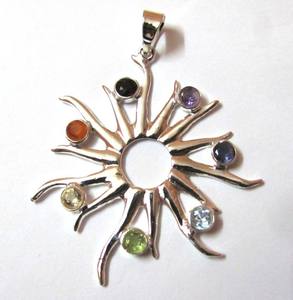 ขายออนไลน์จี้หินโมราแกะสลักดวงอาทิตย์จักระ - Product Image 1