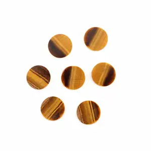 High Quality 12mm Round Coin Shape Natural Smooth Tiger Eye Calibrated Size Loose Gemstone For Drop Earrings Jewelry Wholesaler