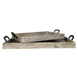 Bandeja de madera Rectangular con asas - Product Image 1