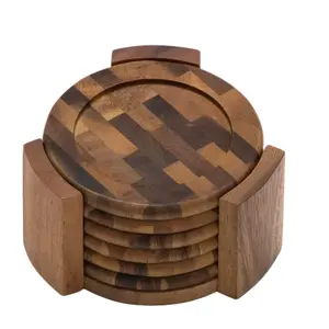 Eco-Friendly Feature wood mug coaster with stand and Housewarming Gift Luxury Stone For Drinks for sale