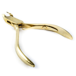 Pince à cuticules en acier inoxydable plaqué or pour manucure et pédicure, outil de soin des ongles pour professionnels, ouverture large des lames, ressort simple - Product Image 1