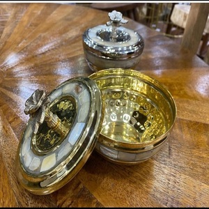 Modern Serving <b>Bowl</b> <b>Set</b> of 2 for Kitchenware Hotel Restaurant Dining ware decorative Unique design Metal Silver Color Dinnerware - Product Image 2