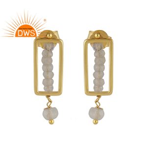 <b>For</b> <b>Women</b> Moonstone <b>Earring</b> Wholesaler of Indian <b>Silver</b> Jewelry Designer 925 <b>Silver</b> Gold Plated Post <b>Stud</b> <b>Earring</b> Jewelry - Product Image 1