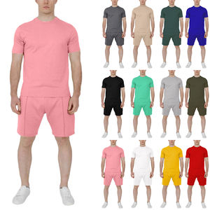 Conjunto de camisetas y pantalones cortos personalizados para hombre, conjunto de camisetas ajustadas y pantalones cortos de verano en 13 colores, venta al por mayor - Product Image 1