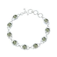 Pulsera de Seraphinite Natural con Cuentas Lisas, Plata de Ley 925, Hecha a Mano, Religiosa, Verde, de 7-8 Pulgadas de Largo, Regalo para Fiestas