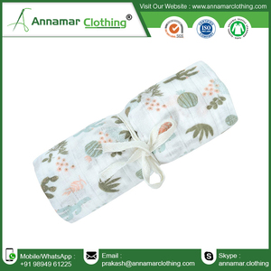 100% Organic Muslin swaddle <b>blanket</b> gauze custom printed muslin gauze custom swaddle wrap with custom packaging and logo - Product Image 4