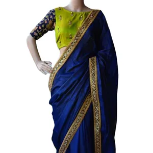Красивая шелковая хлопковая индийская Канчипурам индийская Сексуальная Ткань чандери готовая носить сари с длинной блузкой для девочек