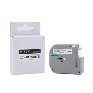 Tatrix cartucho para impressora brother, M-K231 12mm, preto, branco, compatível com etiqueta, mk 231 mk231, PT-55 PT-85