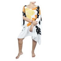 Nouvelle robe poncho tendance, imprimé fleuri, fond blanc, robe décontractée pour femme, robe de plage