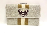 Camo Queen Beaded Envelope Clutch Pink And Green Stripes Honey bee flap portefeuilles pour femmes à la mode et élégantes