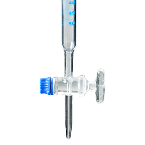 Burette à trou droit simple en verre borosilicate 3.3. Capacité de 25 ml. Robinet en verre. Bleu, graduations en céramique. - Product Image 2