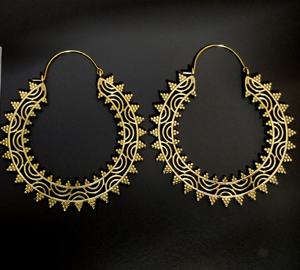 Pendientes colgantes de latón estilo étnico para mujer, aretes, aros, estilo étnico, indio, gitano - Product Image 1