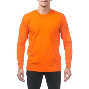 Kaus Crop Top 100% Katun Pria, Baju Kaus Ukuran Besar Katun Lengan Panjang untuk Pria dan Wanita