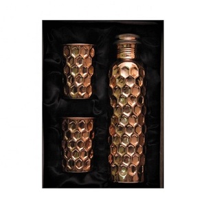 Modern Copper Water <b>Bottle</b> for <b>Drinking</b> With Mirror Finished Pure Copper Water <b>Bottle</b> Hammered Copper Modern Luxury - Product Image 2