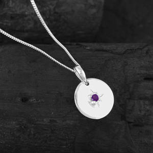 <b>Top</b> Wholesaler Purple Amethyst Natural Gemstone Pendant Pure Solid 925 Sterling Silver Round Disc Charm <b>Chain</b> Necklace Jewelry - Product Image 2