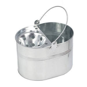 Cubo de fregona de Metal galvanizado de 15L para el hogar y el jardín, artículos de forma redonda hechos a mano para limpieza de suelo con agua, diseño de cubo elegante - Product Image 2
