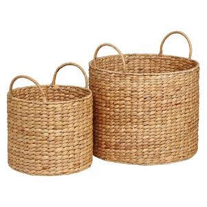 Eco friendly natural handmade woven wicker water hyacinth storage round baskets