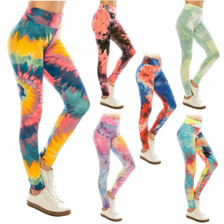 2 Piece Yoga Womens Set Stripe Fitness Workout  Leggings GymSets Seamless Ribbed Tie Dye Printing