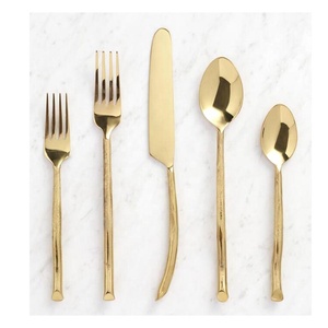 Juego de cubiertos con mango de diseño de ramita forjada de acero inoxidable, juego de cubiertos pulidos dorados, Apto para lavavajillas y alimentos - Product Image 1