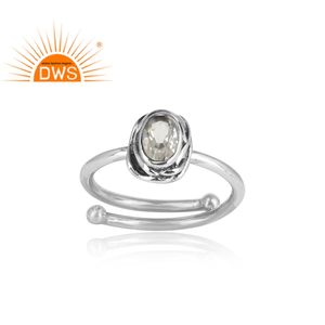 Anillo de piedras preciosas de cristal de cuarzo Natural para mujer, joyería al por mayor, anillo de Plata de Ley 925 oxidado, proveedor de joyería - Product Image 2
