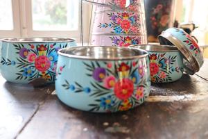 Color de logotipo personalizado Impresión de calcomanías termo de acero inoxidable 3 niveles almuerzo portador caja de tiffin - Product Image 6