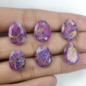 หินอัญมณีสีน้ำตาลทรงหลังเบี้ยสีม่วงทองแดงเทอร์ควอยซ์ลูกแพร์ตัดทรงหลวมหินตัดสวยงามตามธรรมชาติ - Product Image 1