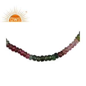 Cadena de piedras preciosas de turmalina múltiple para mujer, collar hecho a mano, proveedor de joyería de plata - Product Image 1