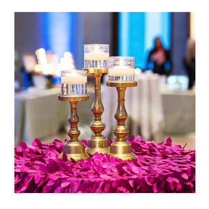 Elegant Design Wedding Decoration Party Supplies Metal <b>Candle</b> Stand with Glass Stem Dinner Decorated T Light <b>Candle</b> <b>Pillars</b> - Product Image 3