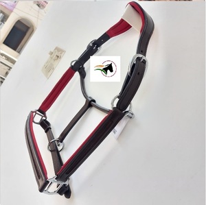 Haute qualité anglais selle licous inde Western Nylon équestre licou rouge rembourrage vide canal nez joue pièce en cuir - Product Image 5