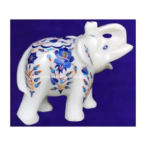 Античная инкрустация в виде индийского искусства мраморный домашний Декор статуя слона для подарка