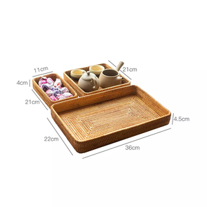 Plateau de service décoratif en rotin de style moderne fait à la main pour la décoration de cuisine et le service panier en osier - Product Image 1