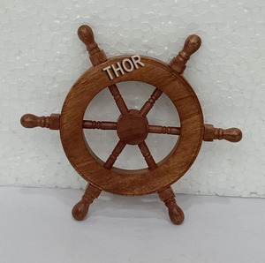 Décoration nautique pour la maison Volant en bois marron fabriqué à la main Art mural poli pour bateau ou bateau - Product Image 3