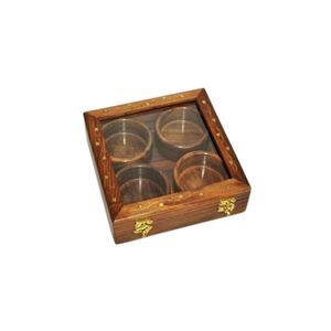 Caja de especias de almacenamiento de utensilios de cocina de madera con forma de triángulo con tres cajas Caja de especias Masala de Calidad exclusiva - Product Image 3