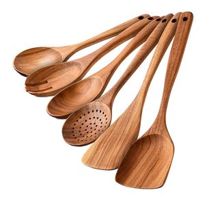<b>Wooden</b> Serving Spoon Handle Hole Cooking Spatula Spoon Handmade Natural Acacia Wood Spoon for Hot Product - Product Image 6