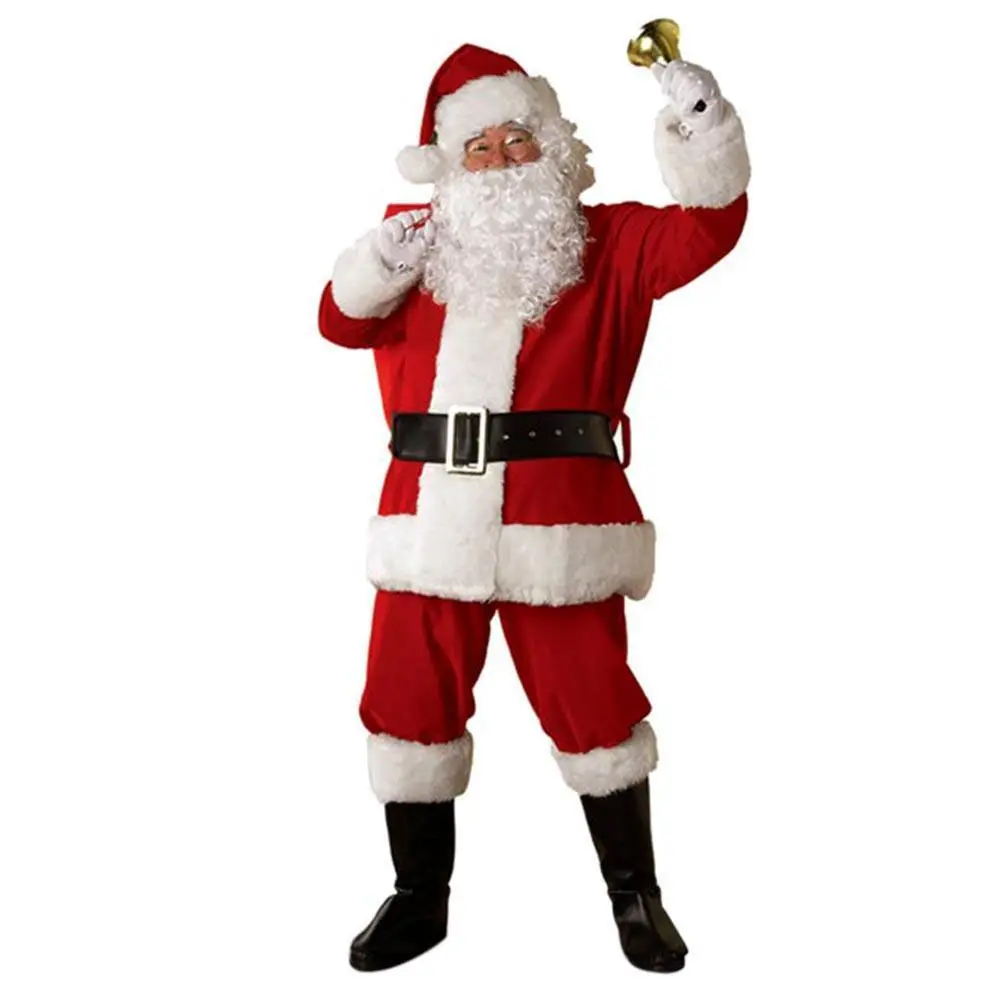 חג המולד סנטה קלאוס תלבושות בפלאש אב מפואר בגדי חג המולד קוספליי אבזרי סט