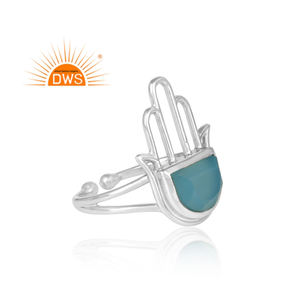 Hamas แหวนเงินแท้ดีไซน์จากธรรมชาติ,แหวนพลอยโมราสีฟ้าผู้จัดจำหน่ายเครื่องประดับ - Product Image 3