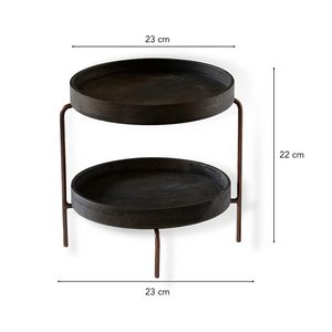 Support à gâteau noir à 2 niveaux avec cadre en poudre noire en bois et fer pour gâteau de mariage Donuts et desserts - Product Image 2