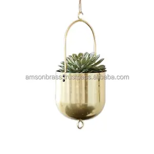 Treo hoa nồi & planter kim loại Brass Vòng Shaped Chain Treo Kim Loại planter mạ kẽm treo planter cho khách sạn Vườn