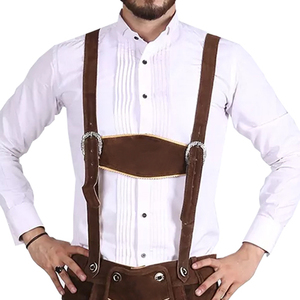 กางเกงขาสั้นบาวาเรียสำหรับผู้ชาย,กางเกงขาสั้นสีผิวพร้อมสายเอี๊ยมกางเกงขาสั้นทำจากหนังกวางพร้อมฉลากที่กำหนดเองขายส่งจำนวนมาก - Product Image 3