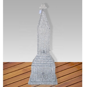 hot sale decorative crystal beats tower <b>silver</b> chrome plating hand made for home decor bed side decoration - Product Image 3