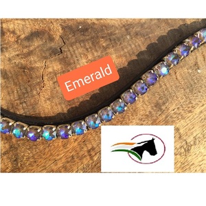 สายคาดศีรษะม้าเคลือบเงาสีเขียวมรกตสุดอินเทรนด์ พร้อมคริสตัล ตะขอเปลี่ยนง่ายแบบตีนตุ๊กแก สายคาดศีรษะหนัง ราคาไม่แพง หรูหรา อุปกรณ์แข่งม้า - Product Image 3