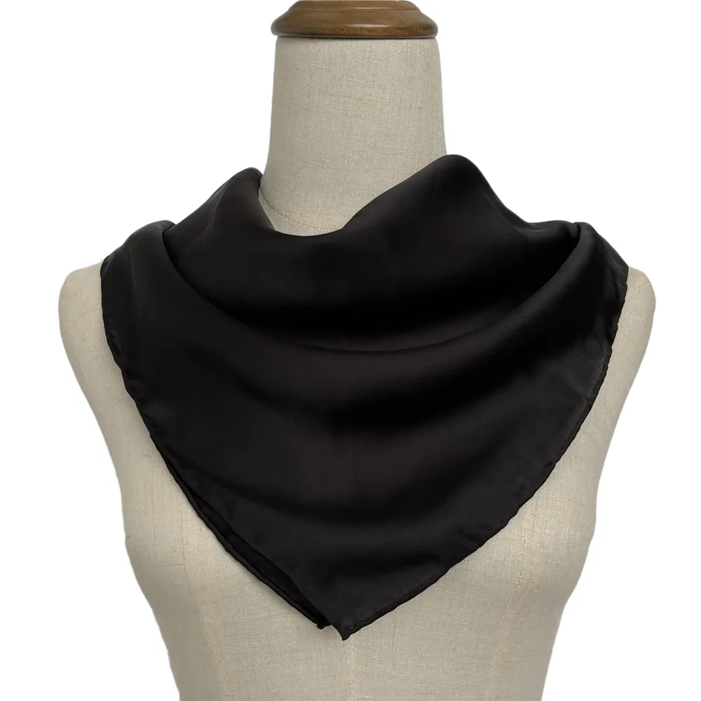 black bandana 100 silk satin square shawl 90x90 satin scarf