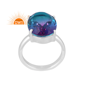 Custom Jewelry Manufacturer Latest Design Fine Sterling Silver Natural Bio Tourmaline Doublet <b>Quartz</b> Gemstone Stackable <b>Ring</b> - Product Image 1