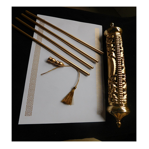 תפור לפי מידה זהב בציר מתכת בר גלילה קופסא עם סרט - Product Image 1